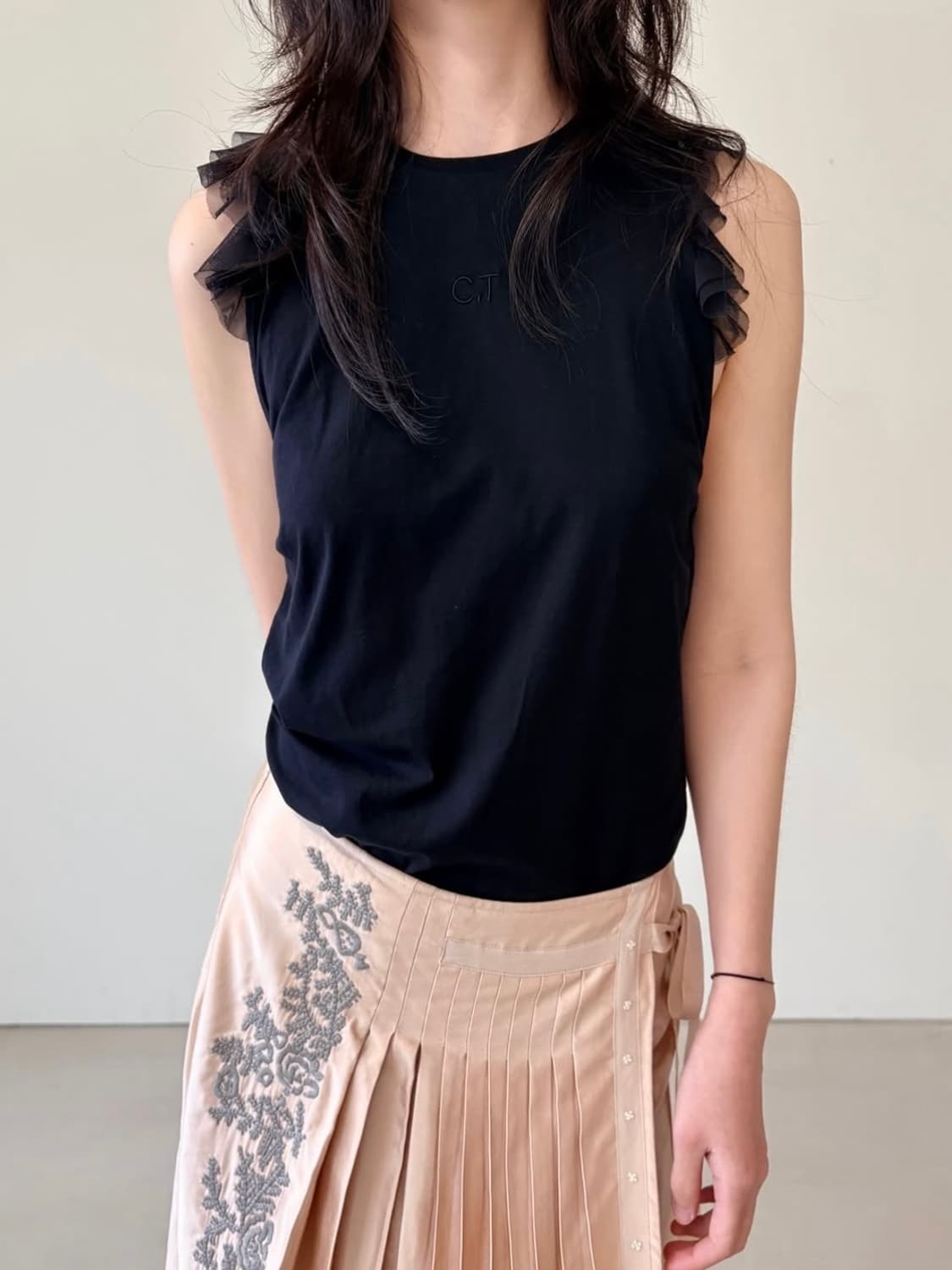 Essentiel Antwerp skirt 비즈 자수 플리츠 스커트 상품이미지3