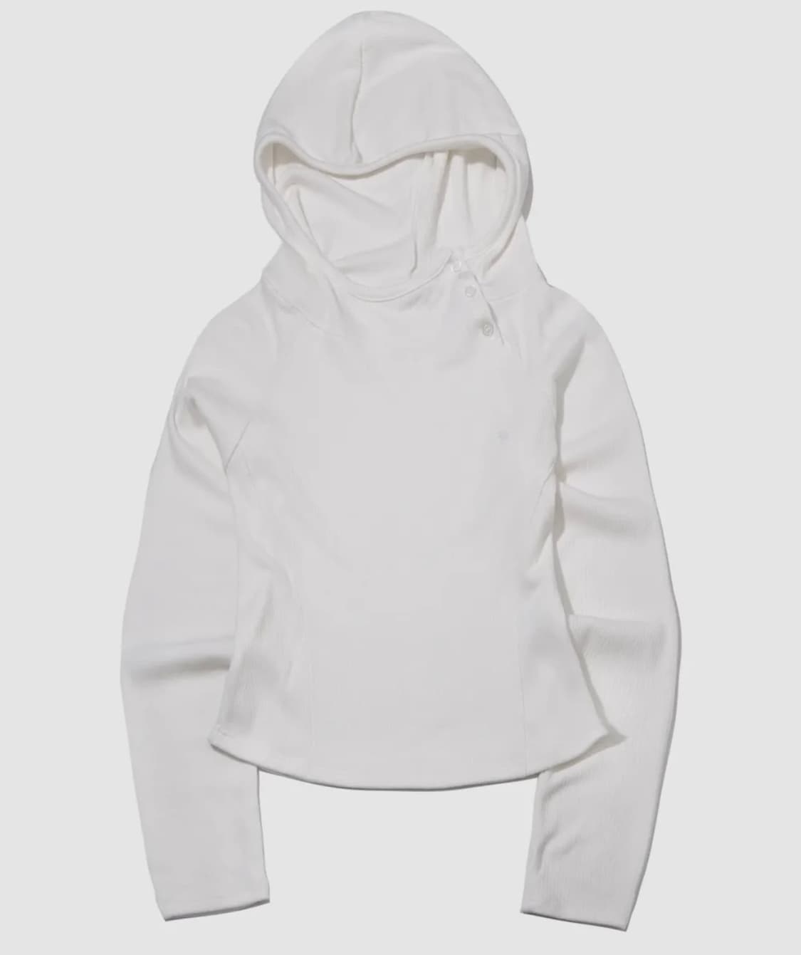 플레이스 스튜디오 골지 버튼 후드 롱슬리브_화이트 상품이미지1