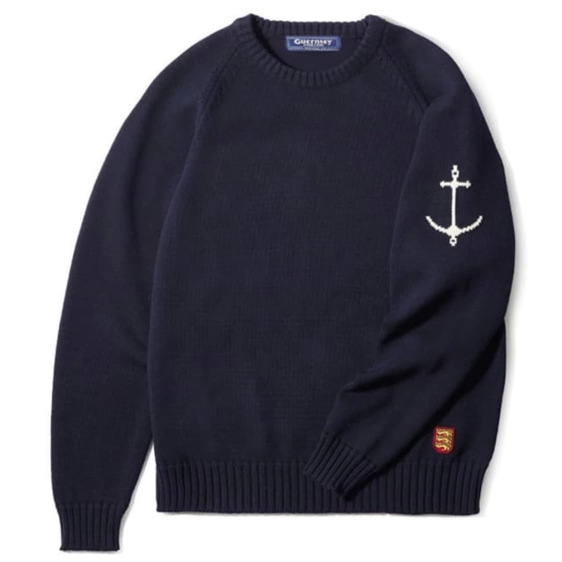 건지 울른스 나그랑 크루넥 코튼 스웨터 - 네이비 상품이미지1