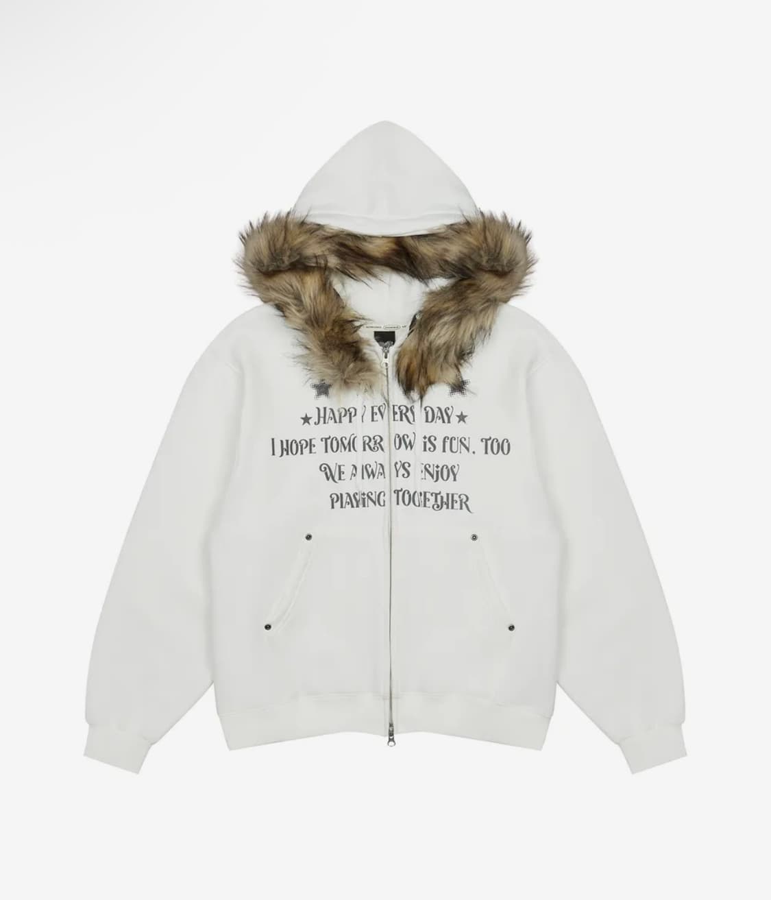 러브이즈트루 퍼 후드집업 화이트 상품이미지1