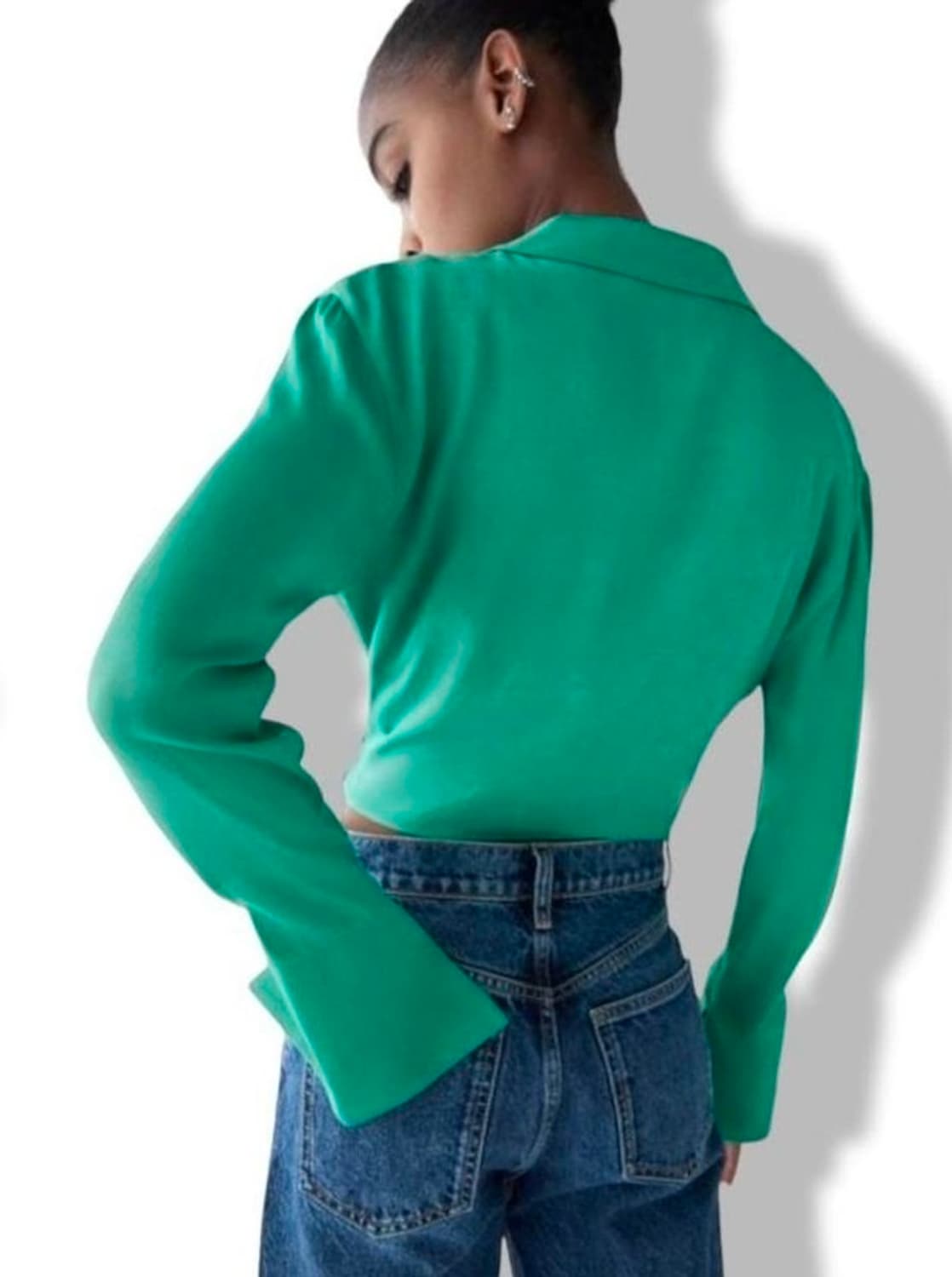 새상품 자라 zara 크롭 랩 새틴 블라우스 S 상품이미지7