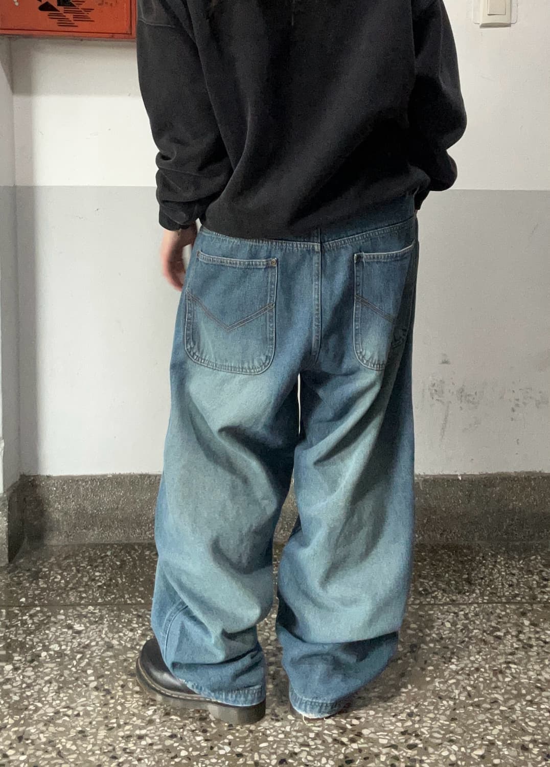 90s 오일워싱 중청 데님 와이드 팬츠 상품이미지2