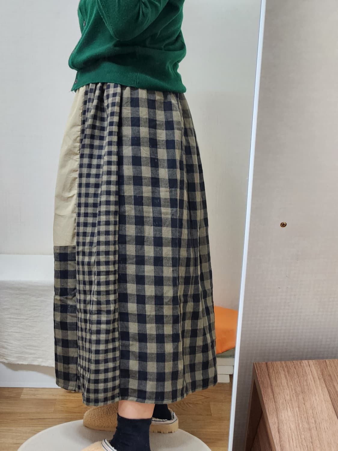 350도 양방향 체크 보헤미안 스커트 상품이미지3