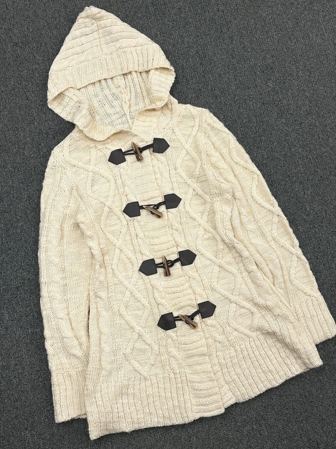 M)HEALTHY KAREN 빈티지 여성 케이블 니트 더플 코트 상품이미지3