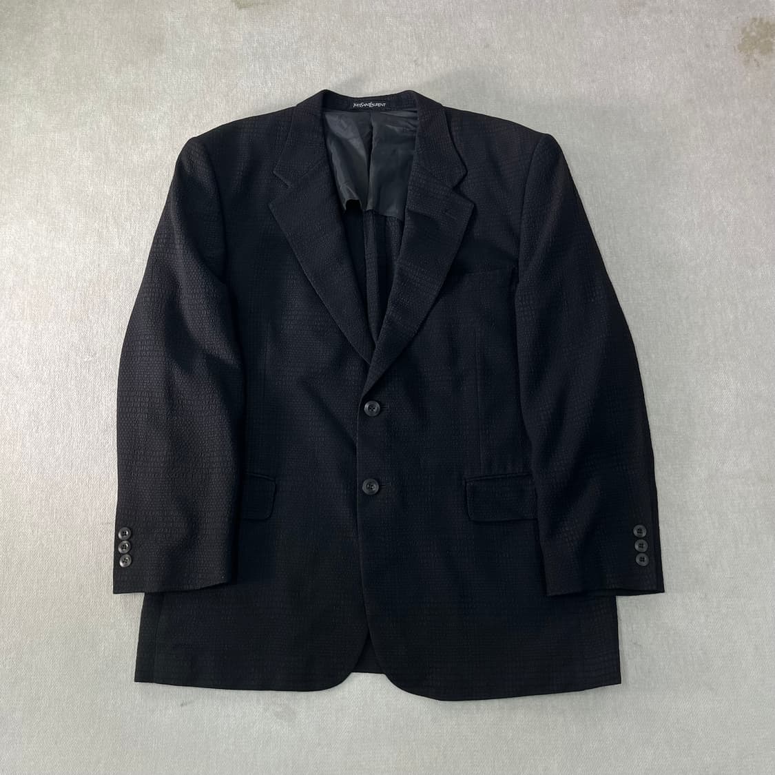 100 입생로랑 90s 시어서커 블랙 투버튼 블레이저 자켓 상품이미지1
