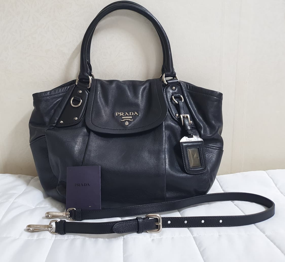 프라다(Prada) 소프트 카프 BN1628 블랙 토트백 상품이미지1