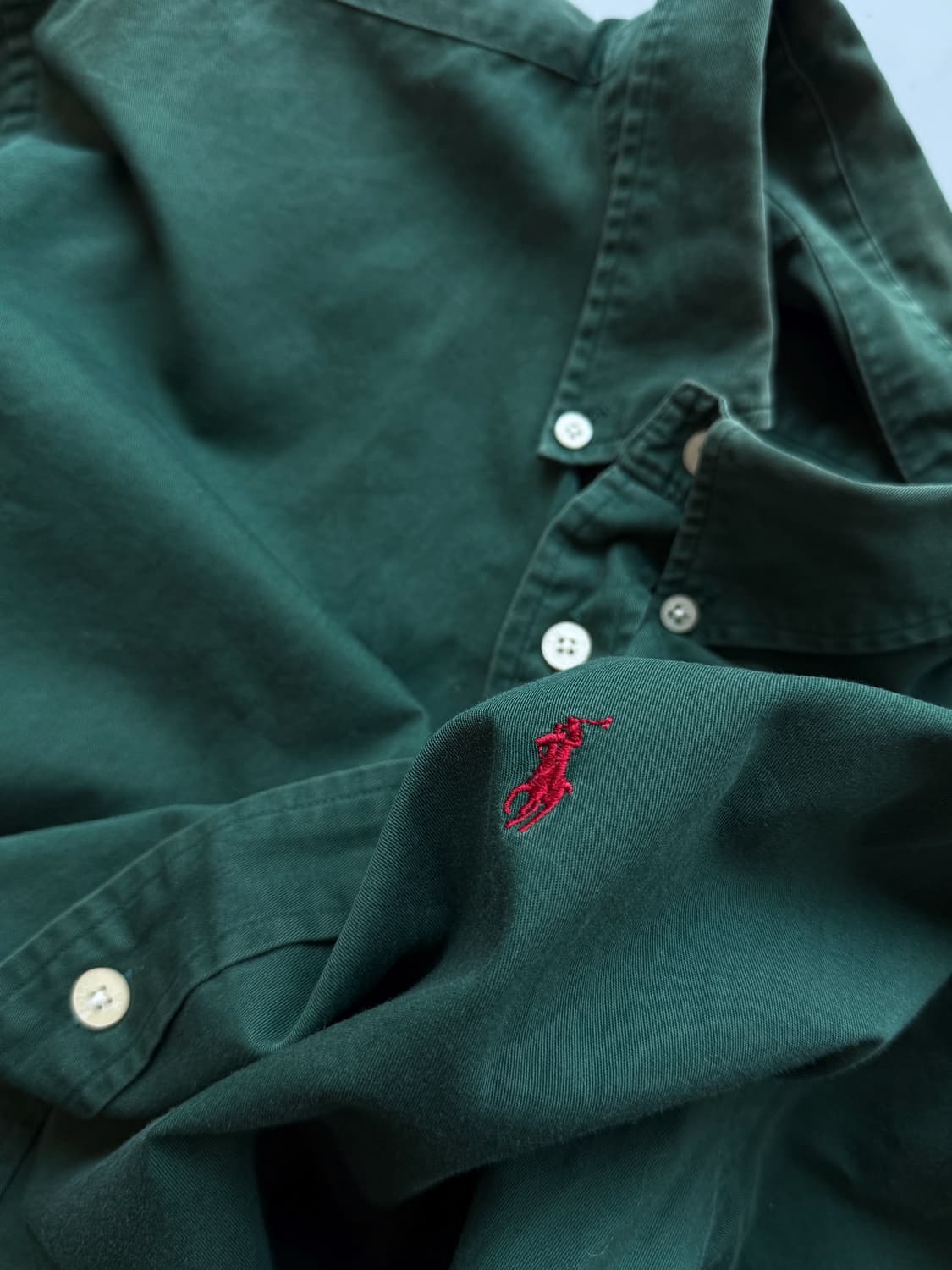 폴로 랄프로렌 90‘s USA 해비코튼 딥그린 셔츠 상품이미지2