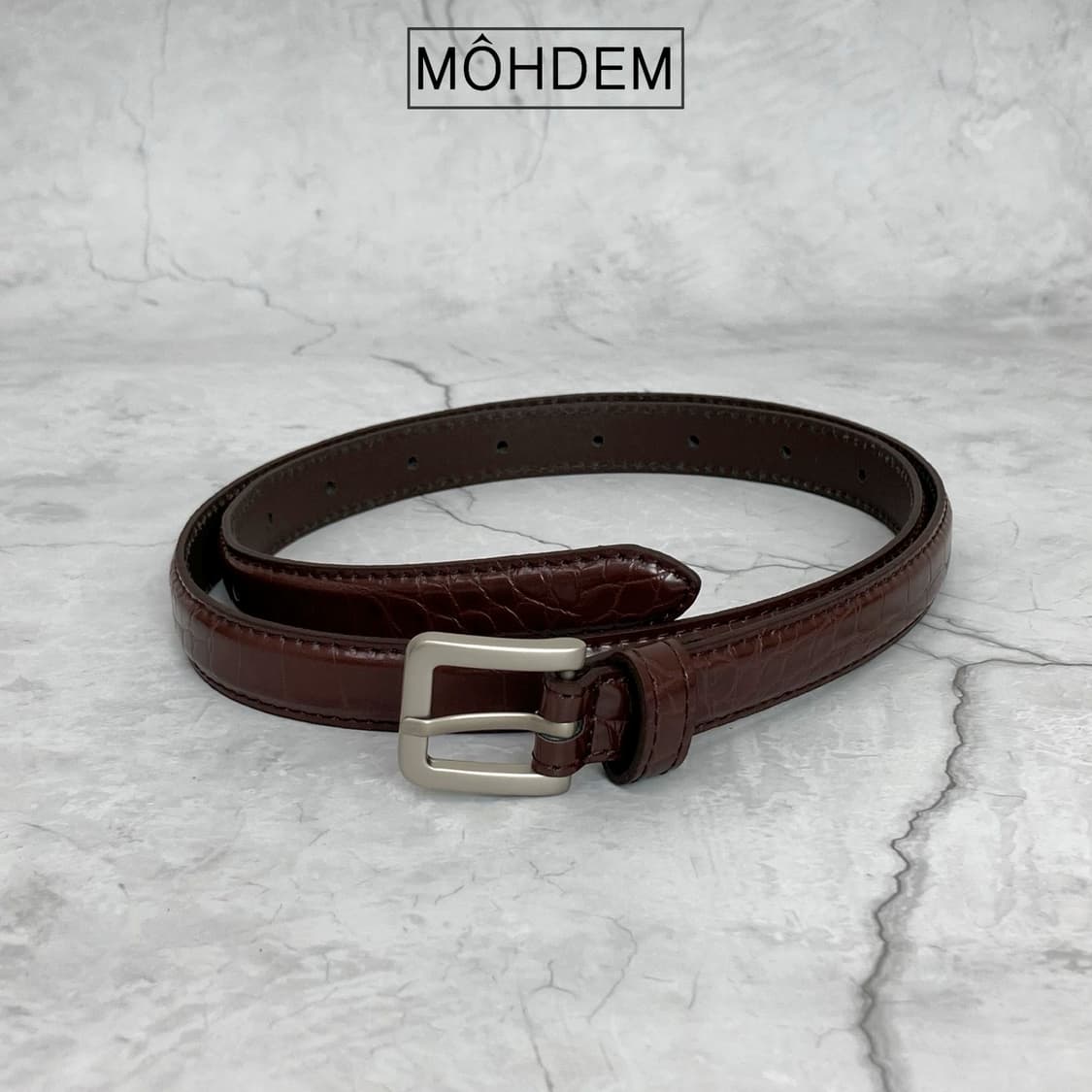 [Unisex] 크로커다일 이태리가죽 벨트 브라운 상품이미지8