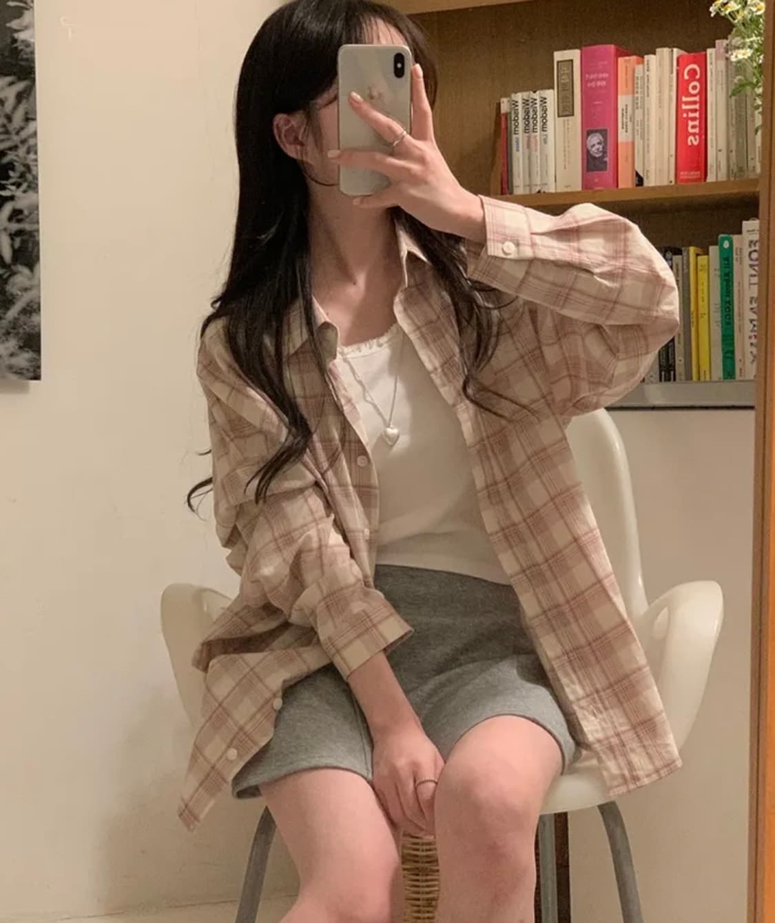 모모 복숭아 체크셔츠 상품이미지9