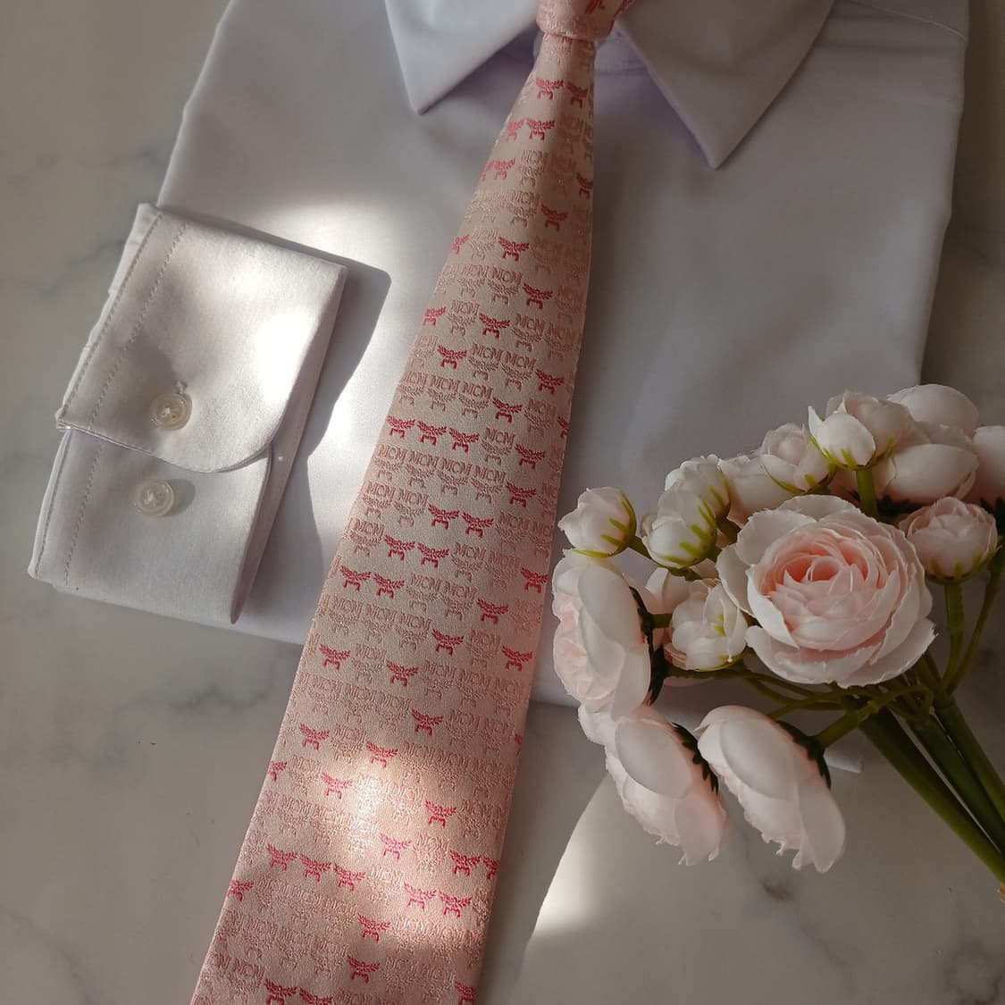 MCM 실크 핑크 로고 자카드 넥타이 9.3cm A+등급 A19201
 상품이미지5
