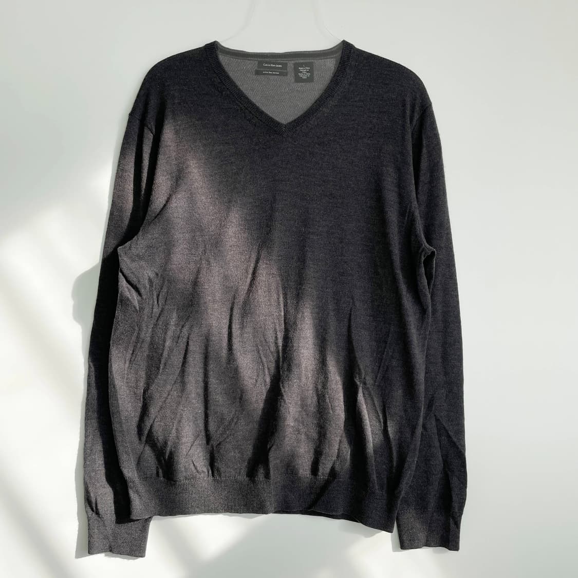 D2 캘빈클라인 메리노 울 브이넥 니트 105-110사이즈 상품이미지1