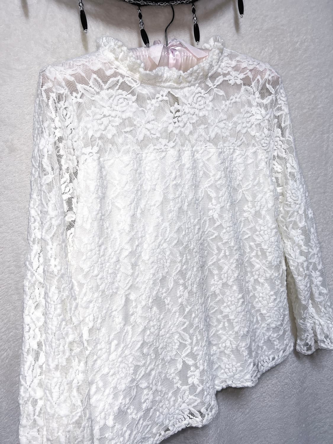 로맨틱고딕 로걀 갸루 로리타 엔젤릭 화이트 레이스 프릴 블라우스 페어리 상품이미지9