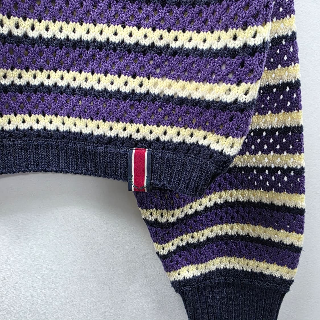 0191[RAYCEY] 퍼플 스트라이프 브이넥 니트 S 상품이미지5