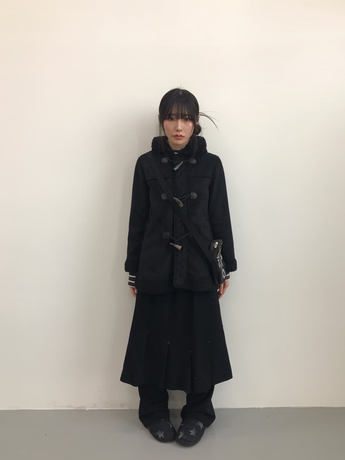 Comme Ça Ism Black Shearling Duffle Coat 상품이미지1