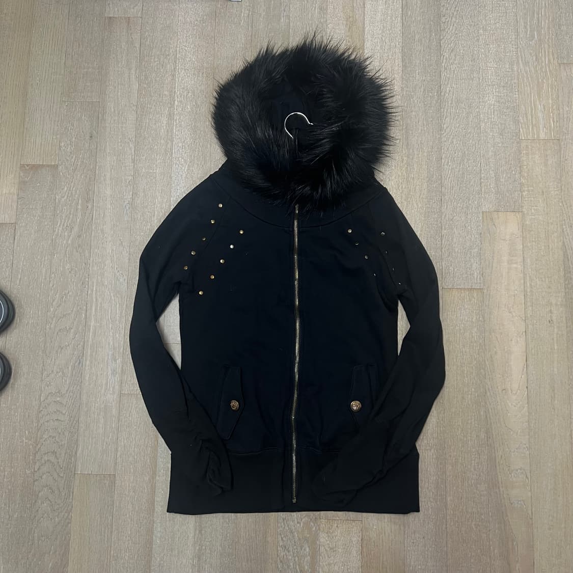 레이어룸 빈티지 디그딥 펑크 퍼 후드집업 상품이미지2