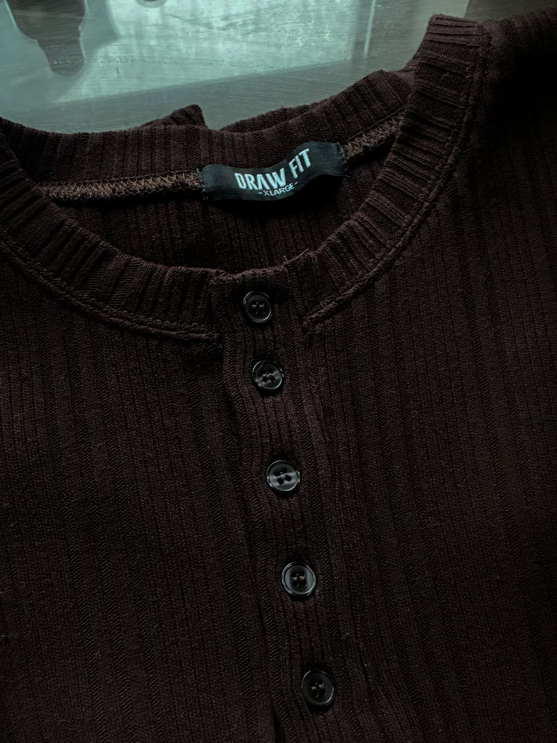 (XL) 드로우핏 리브드 헨리넥 티셔츠 [BROWN] 판매 상품이미지9