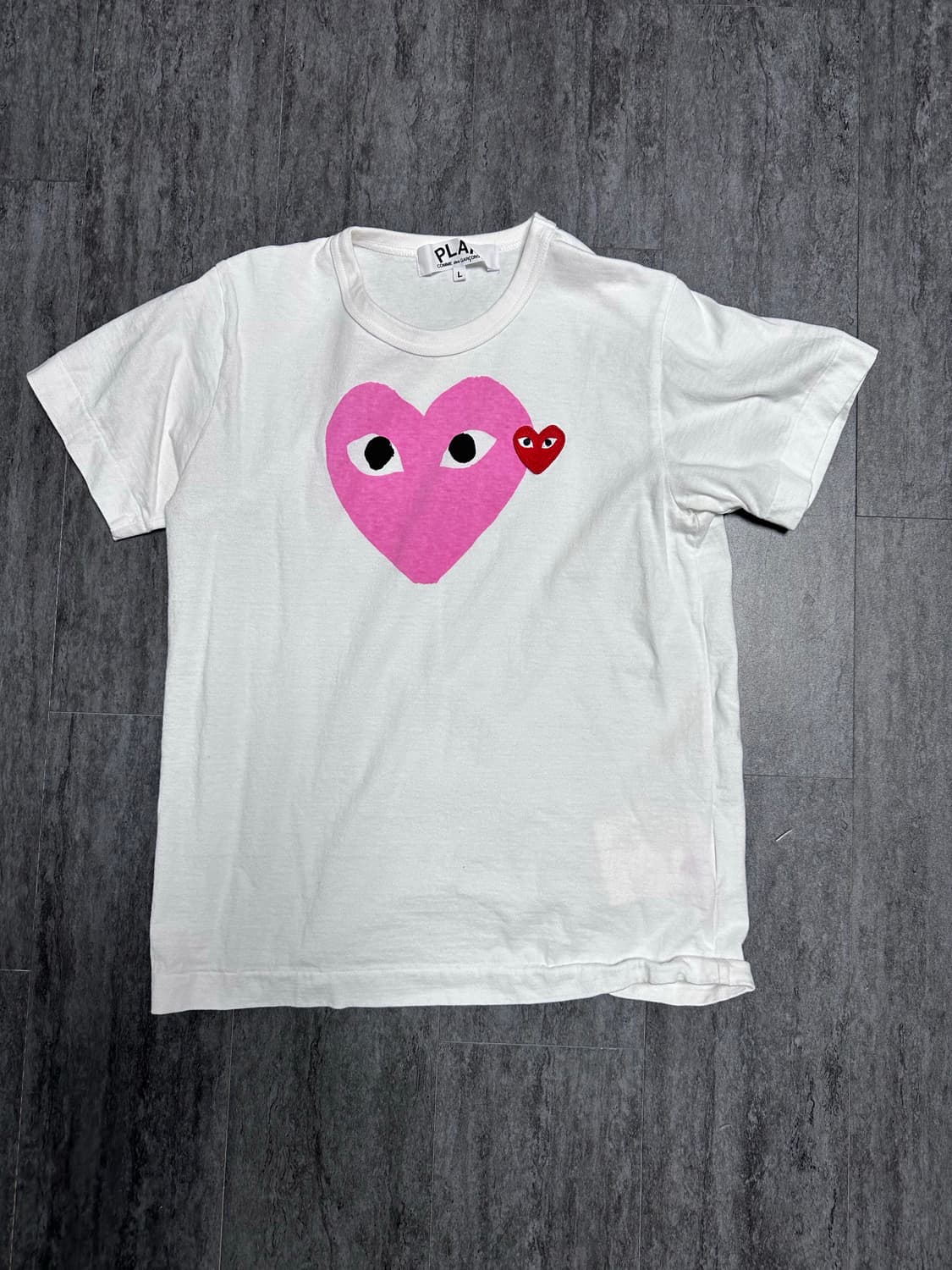 꼼데가르송 플레이 핑크 하트 반팔티 L 상품이미지1