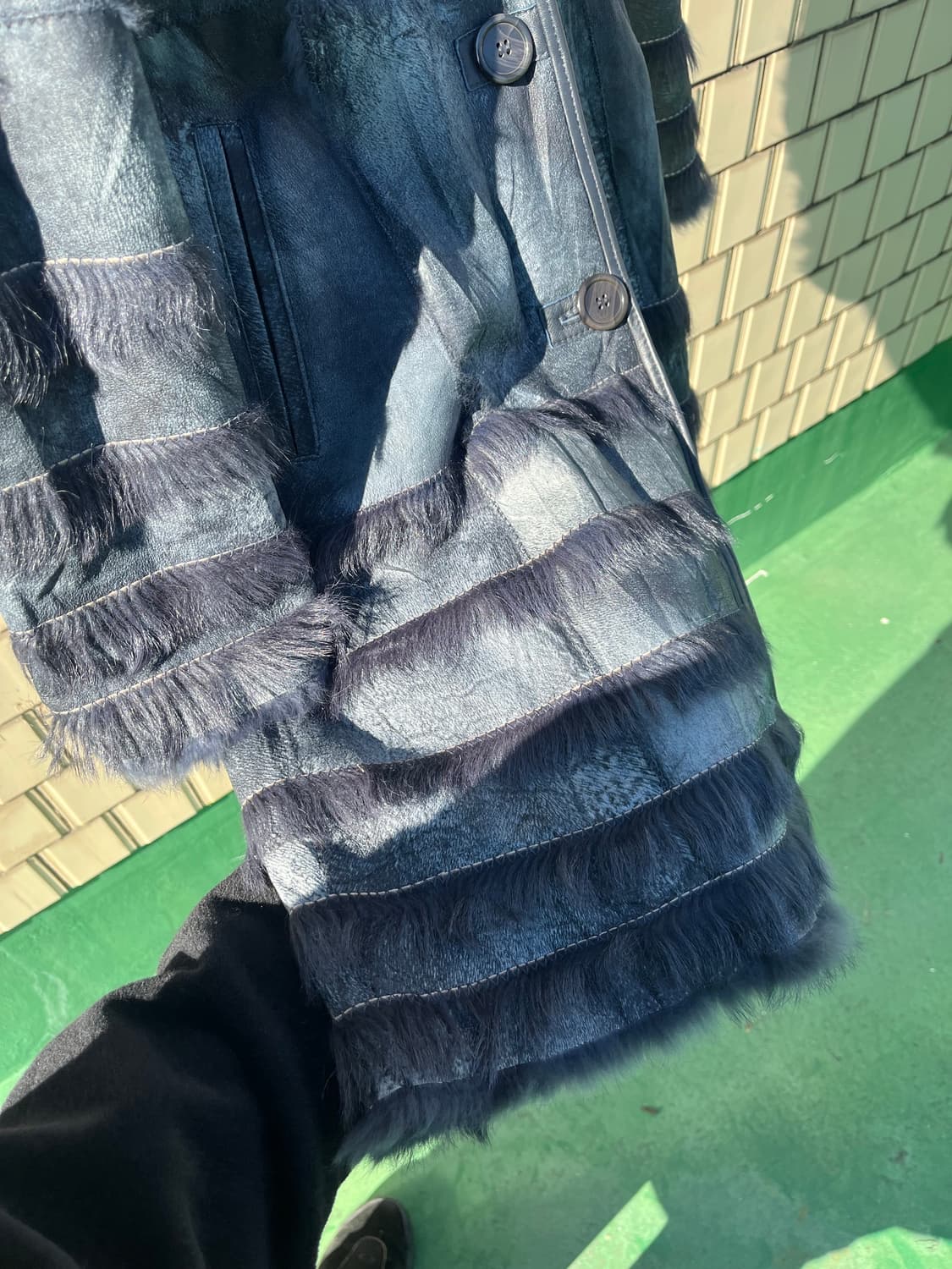 Rabbit skin fur Reather coat 상품이미지5