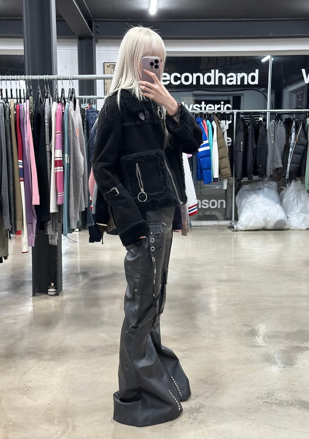 빈티지 블랙 스웨이드 무스탕 상품이미지3