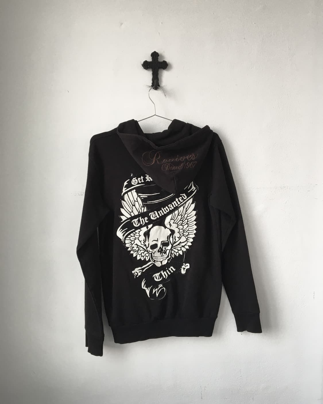 Back skull patch point hood zip pu 상품이미지2