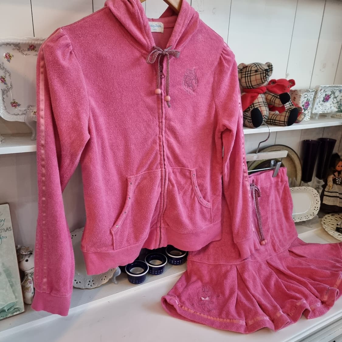 Shirley Temple 핑크 테리 후드 + 스커트 세트업 상품이미지4