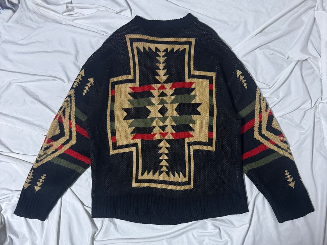 빈티지 네이티브 아메리칸 패턴 니트 에스닉 상품이미지1