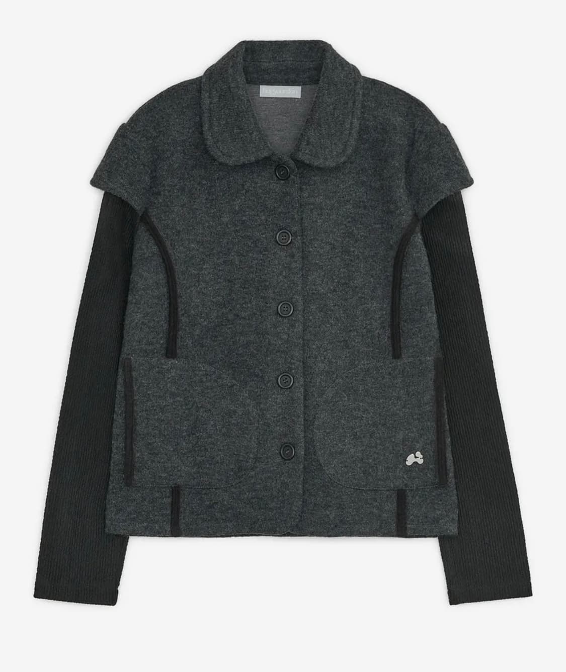 허그유어스킨 라운드 카라 니트 자켓 차콜 상품이미지1