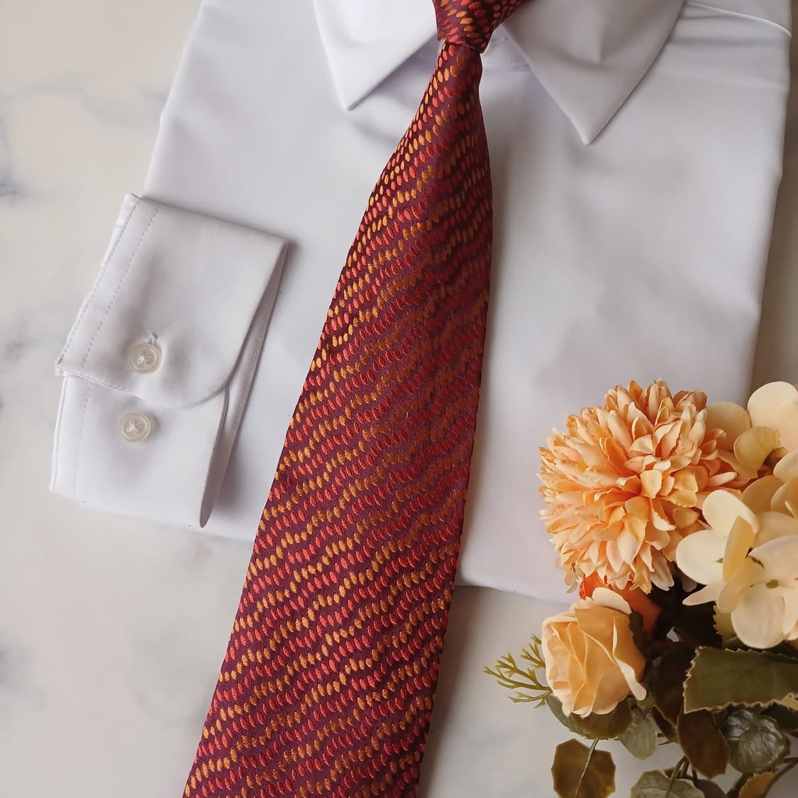 짐톰슨 실크 레드 자카드 패턴 넥타이 9.6cm A+등급 A19779 상품이미지7