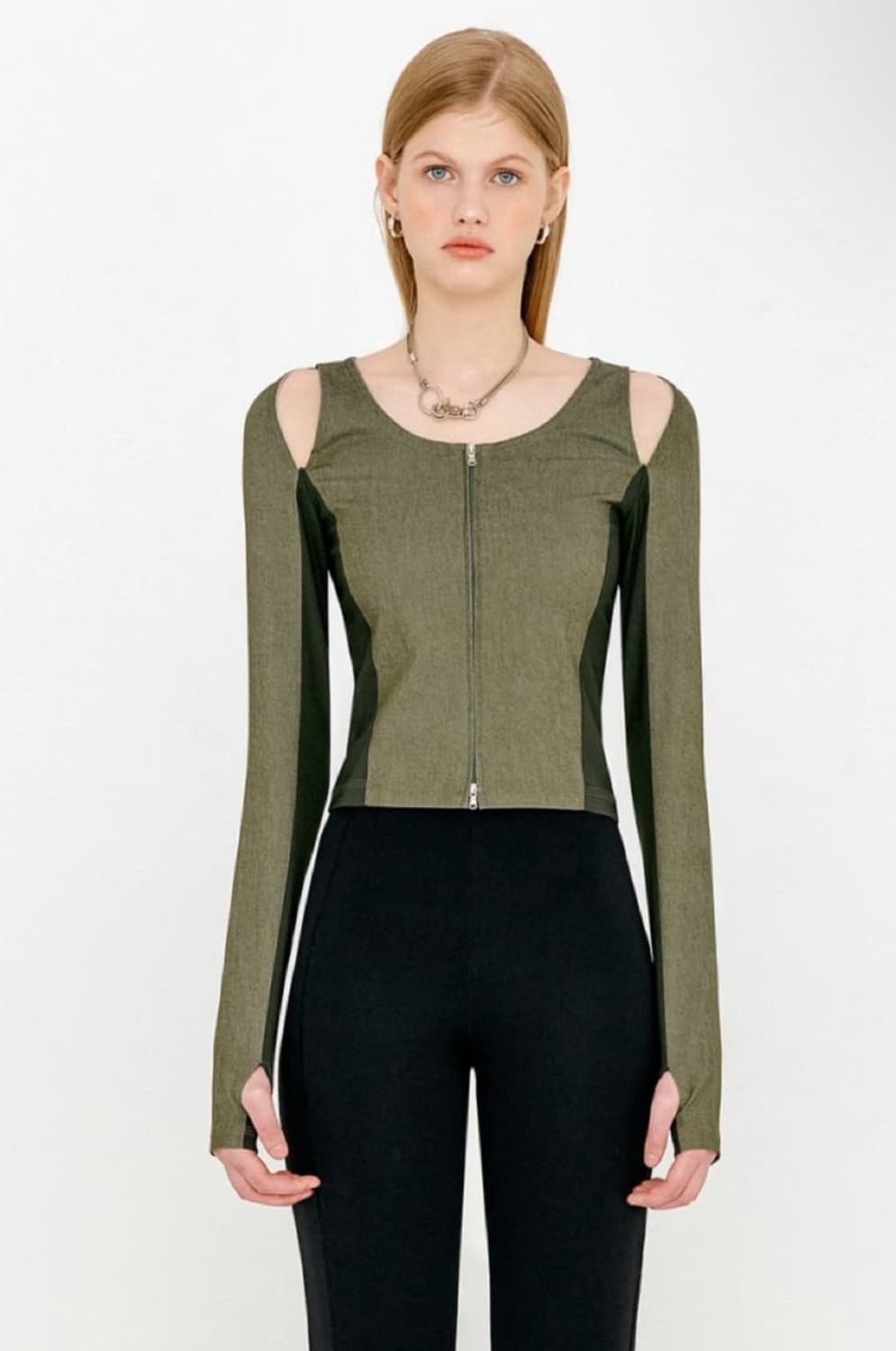 유즈 YUSE 컷아웃 집업 상품이미지1