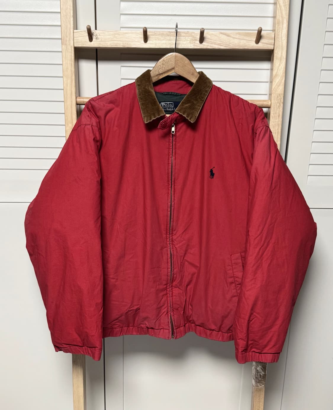 폴로 랄프로렌 코듀로이 푸퍼 딥레드 패딩 자켓 상품이미지1