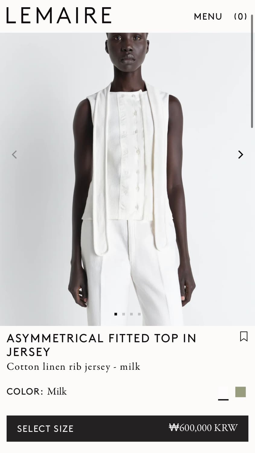 [XS,S,M]르메르 26ss 스카프 슬리브리스 니트 탑/밀크 상품이미지5