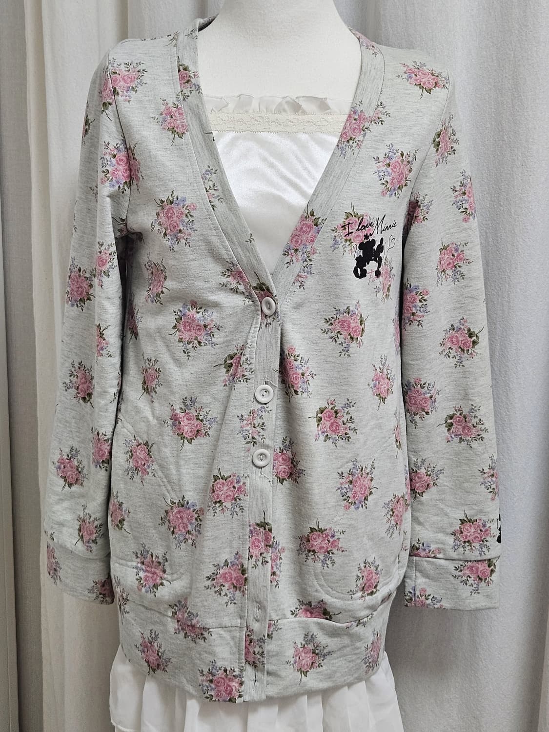 디즈니 미키마우스 플라워  면 가디건 그레이 상품이미지1