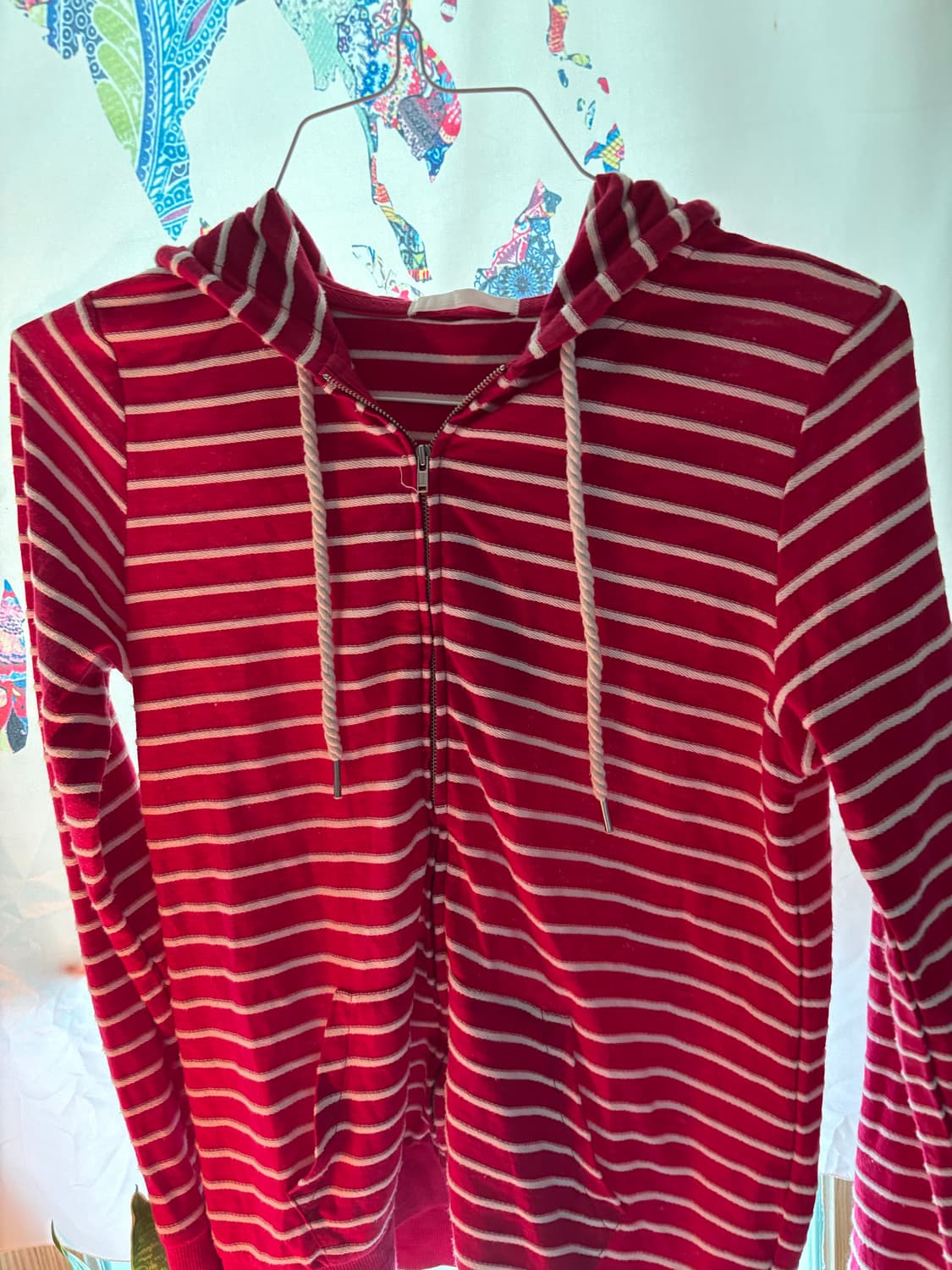 핫핑크 스트라이프 슬림핏 후드집업 핀터레스트 y2k 상품이미지2