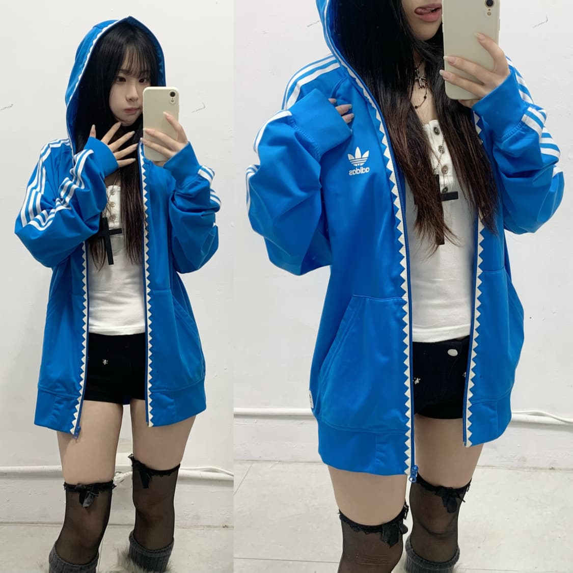 [ADIDAS] 아디다스 블루샤크 🦈 파이핑 풀업 져지 상품이미지1