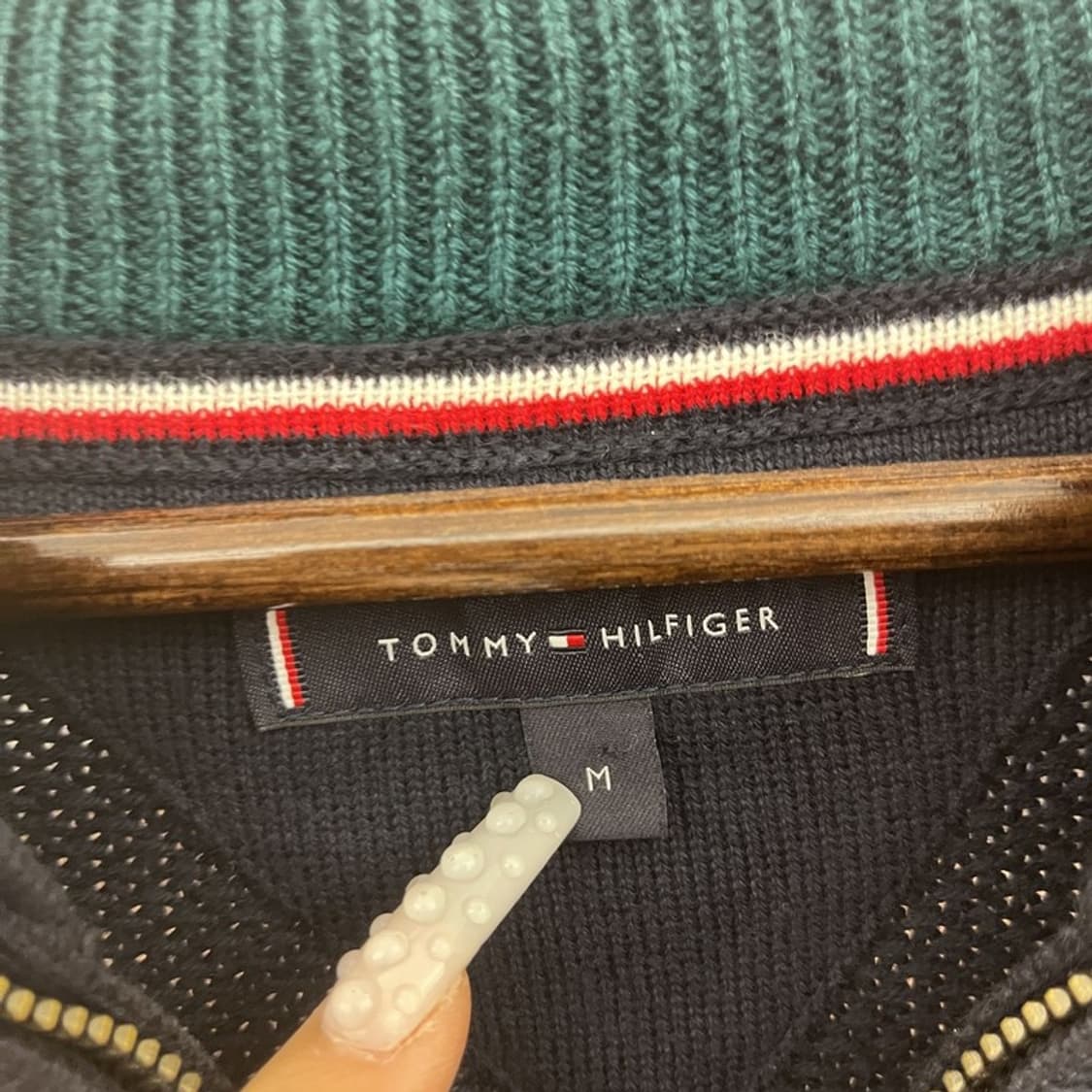 타미힐피거 컨트리 레트로 딥그린 니트 집업 가디건 100 C10860 상품이미지5