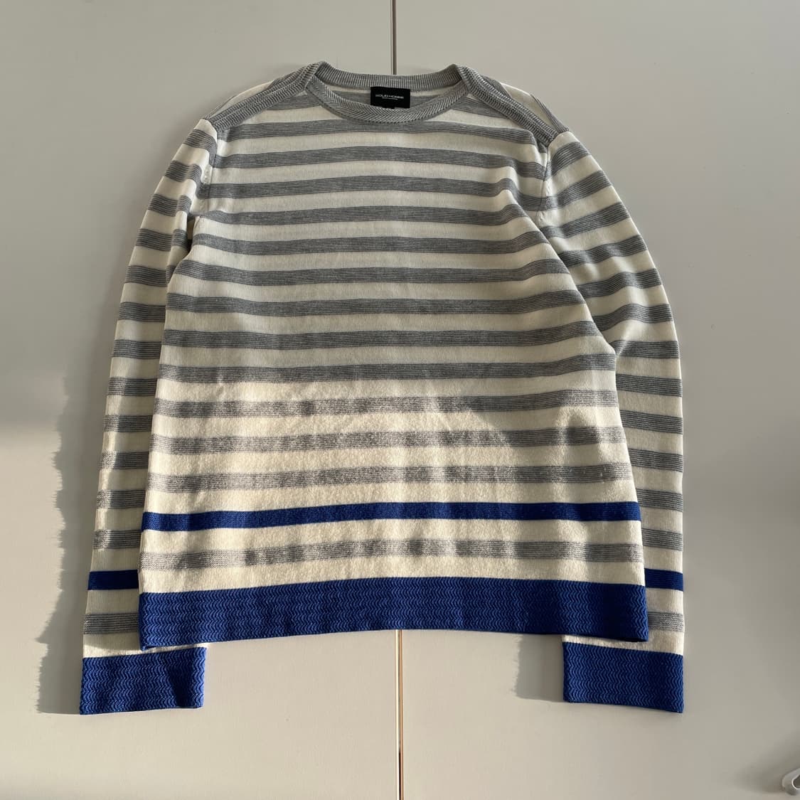 솔리드옴므 스트라이프 간절기 모 100% 니트 상품이미지1