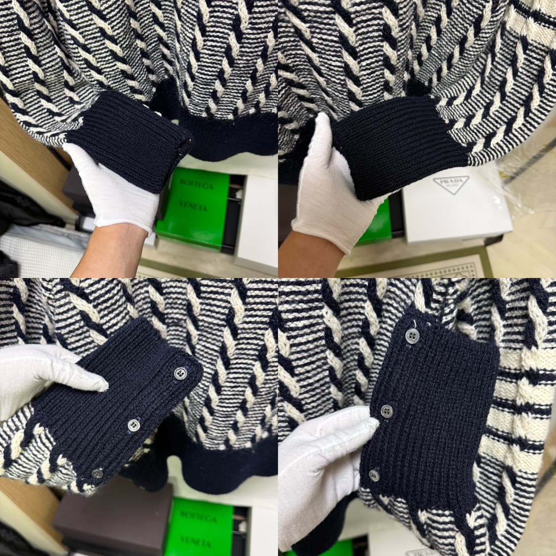 톰브라운 도네갈 바이컬러 트위스트 케이블 사선 풀오버 니트 상품이미지5