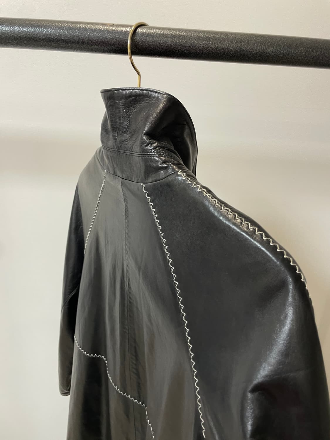 GENNY 제니 스티치 롱 가죽 코트 자켓 상품이미지5