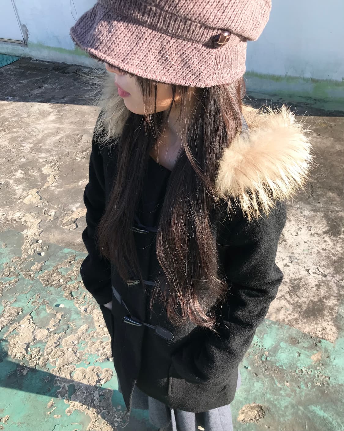 블랙 퍼  더플 코트 상품이미지6