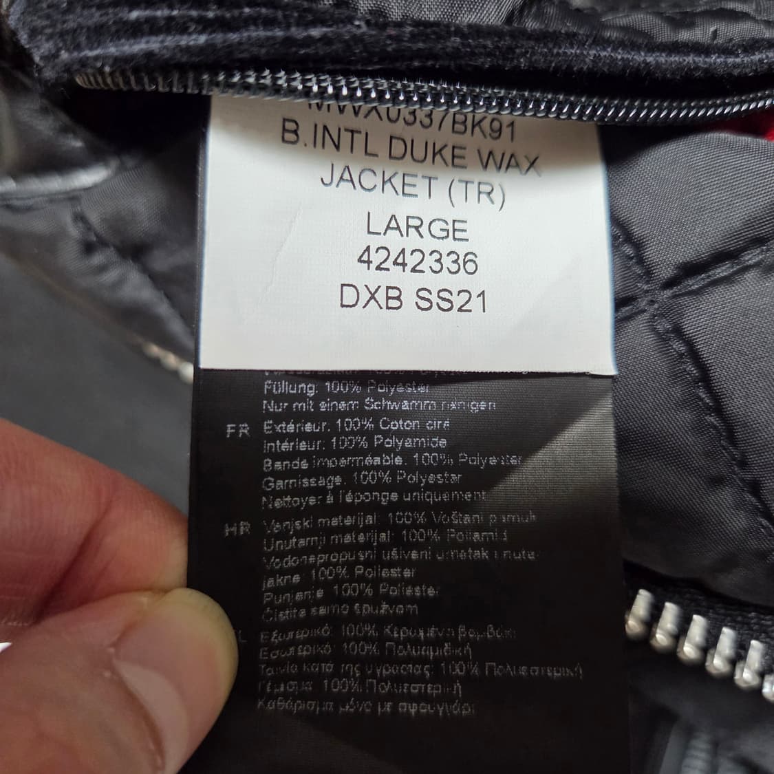 [L]바버 인터네셔널 듀크 왁스자켓+정품벳지 블랙 2회착 상품이미지7