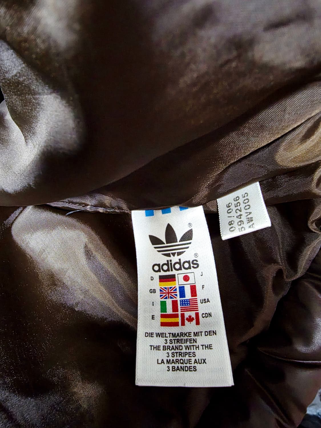 [아디다스] 빈티지 감성 초코브라운 오리지널 스포츠 유광 퀼팅 자켓 M( 상품이미지6