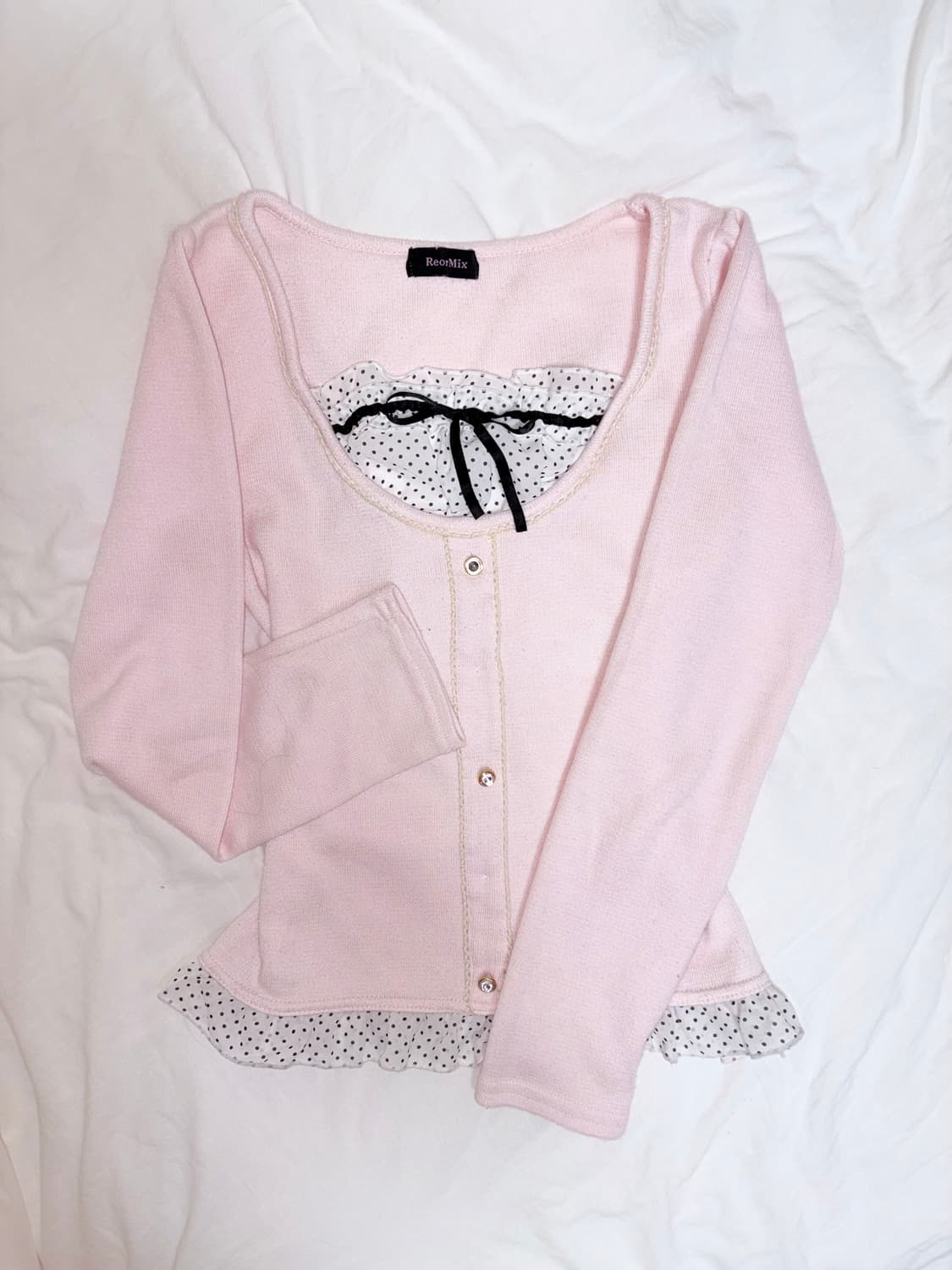 히메갸루 도트 리본 니트 로걀탑 ) stc 리즈리사 라떼갸루 트랄라라 상품이미지1