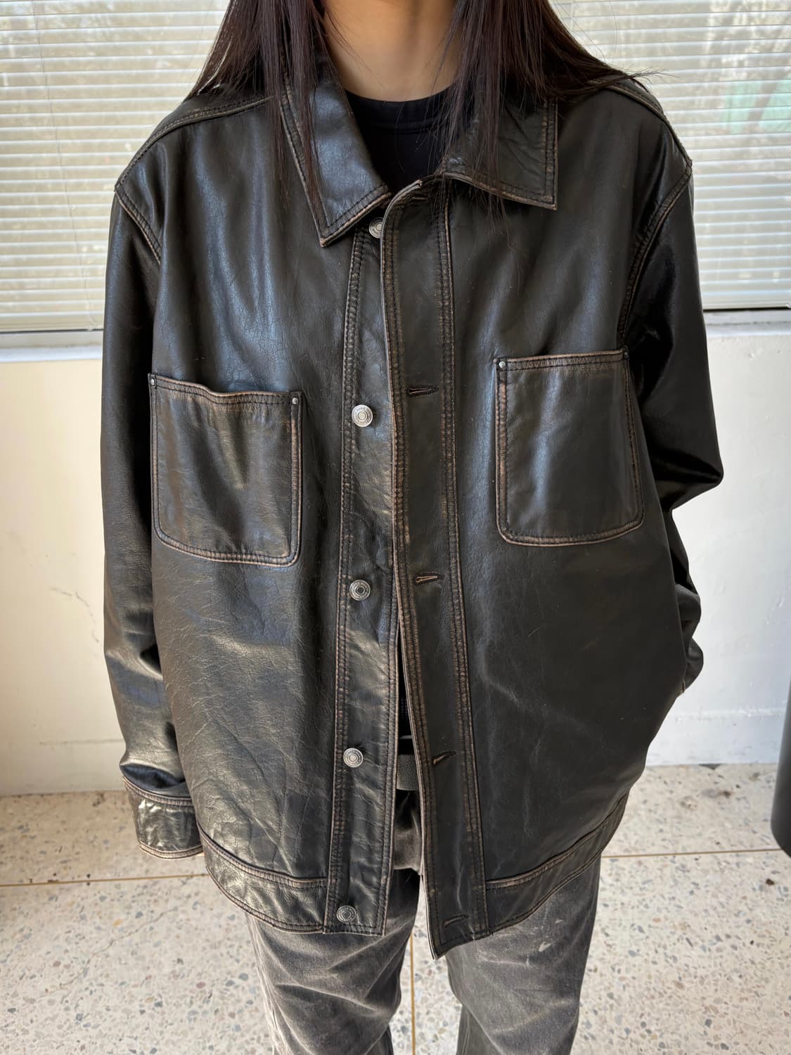 자라 투포켓 리얼레더 자켓 상품이미지1