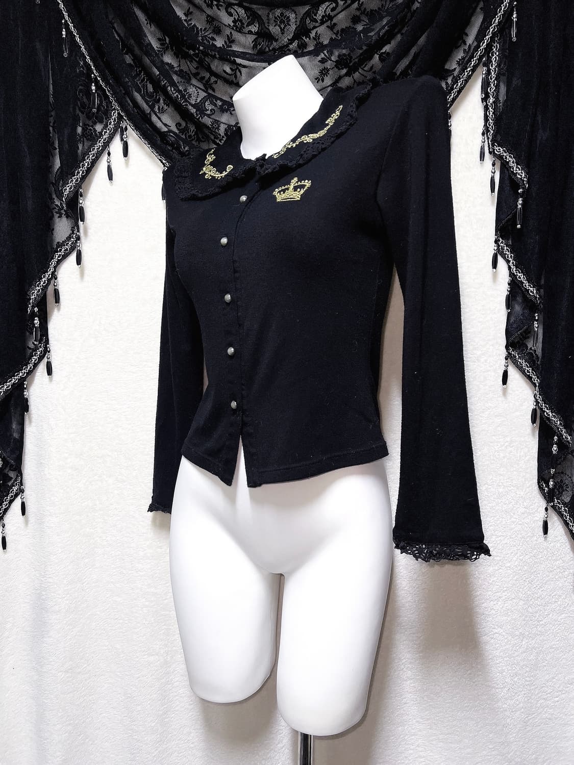 바디라인 로맨틱고딕 고스로리타 펑크 레이스 세일러카라 가디건 자켓 공겜 상품이미지3