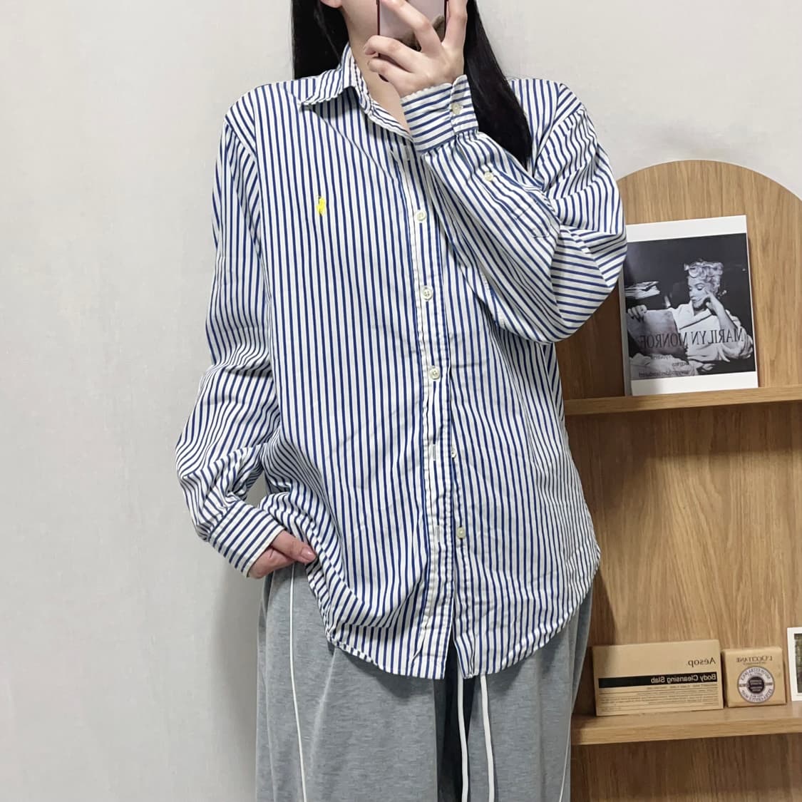 [정품] 폴로 네이비 / 옐로우포니 스트라이프 셔츠 [ 39-82 ] 상품이미지1