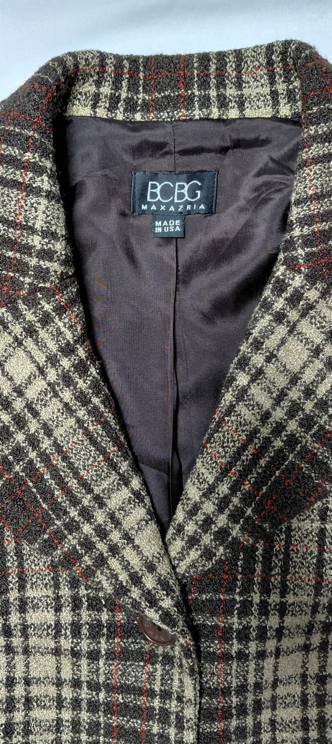 BCBG MAXAZRIA 빈티지 체크 울 코트 (Made in USA) 상품이미지3