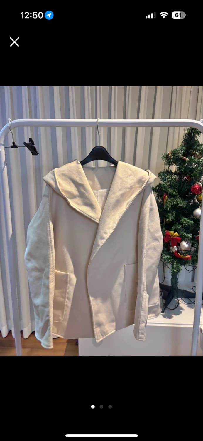 왕후드 아이보리 가디건 코트 상품이미지1