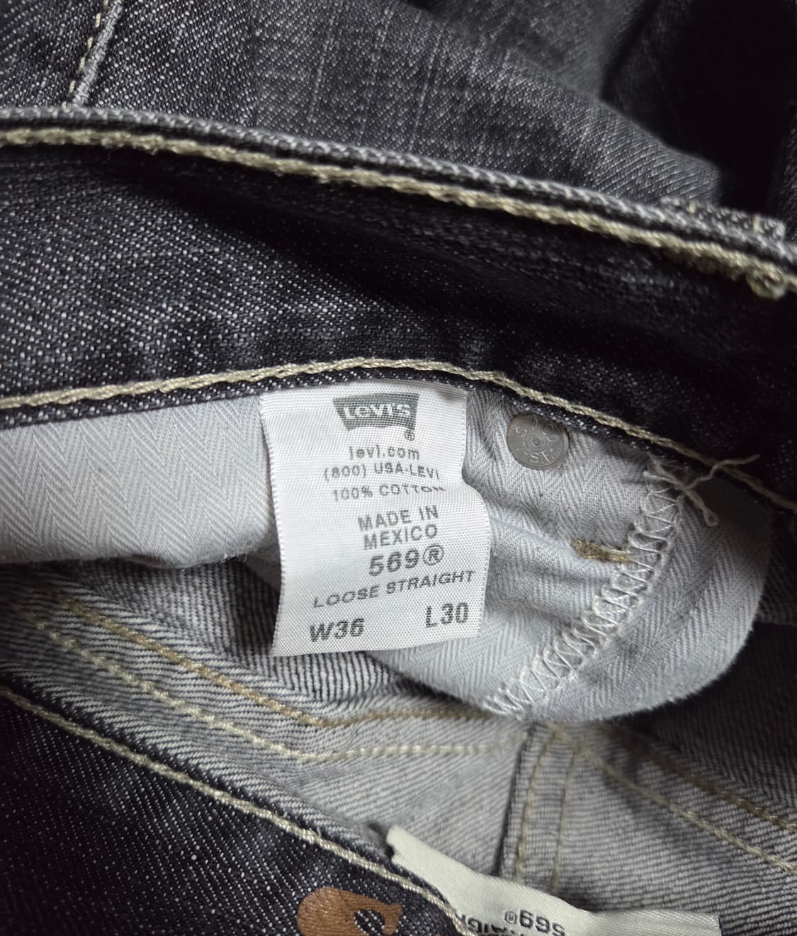 00s 리바이스 569 워싱 데님 팬츠 블랙 36x30 상품이미지6