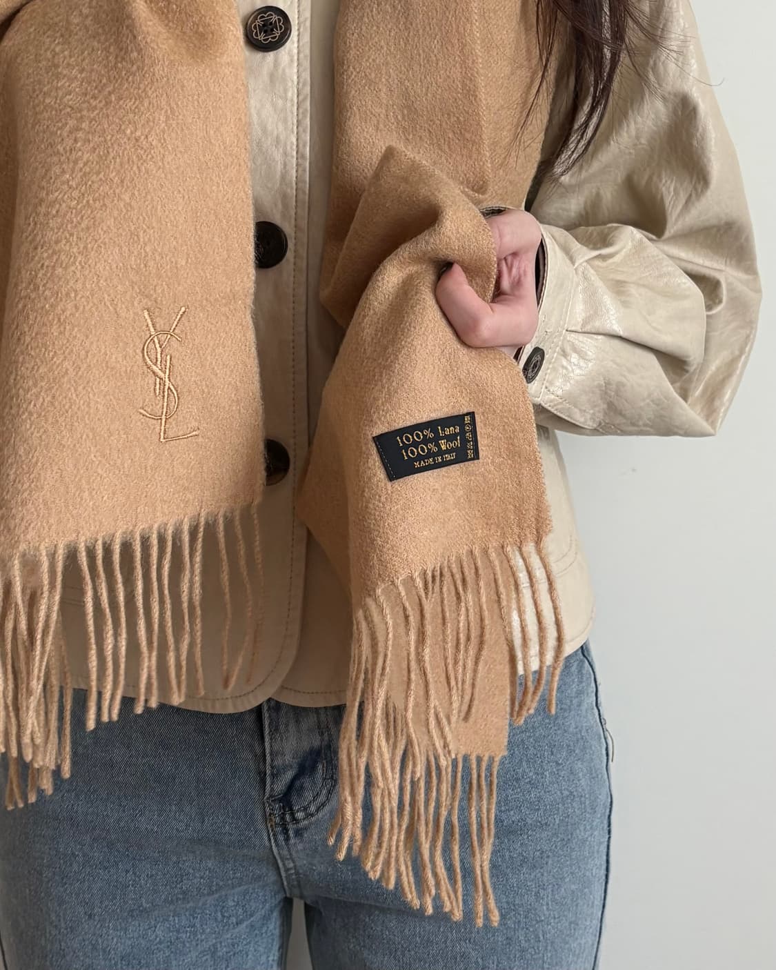 Yves Saint Laurent 입생로랑 YSL 머플러 베이지  상품이미지5