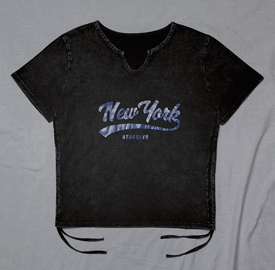 (F) 일본 빈티지 CRYX 피그먼트 셔링 노치넥 티셔츠 상품이미지1